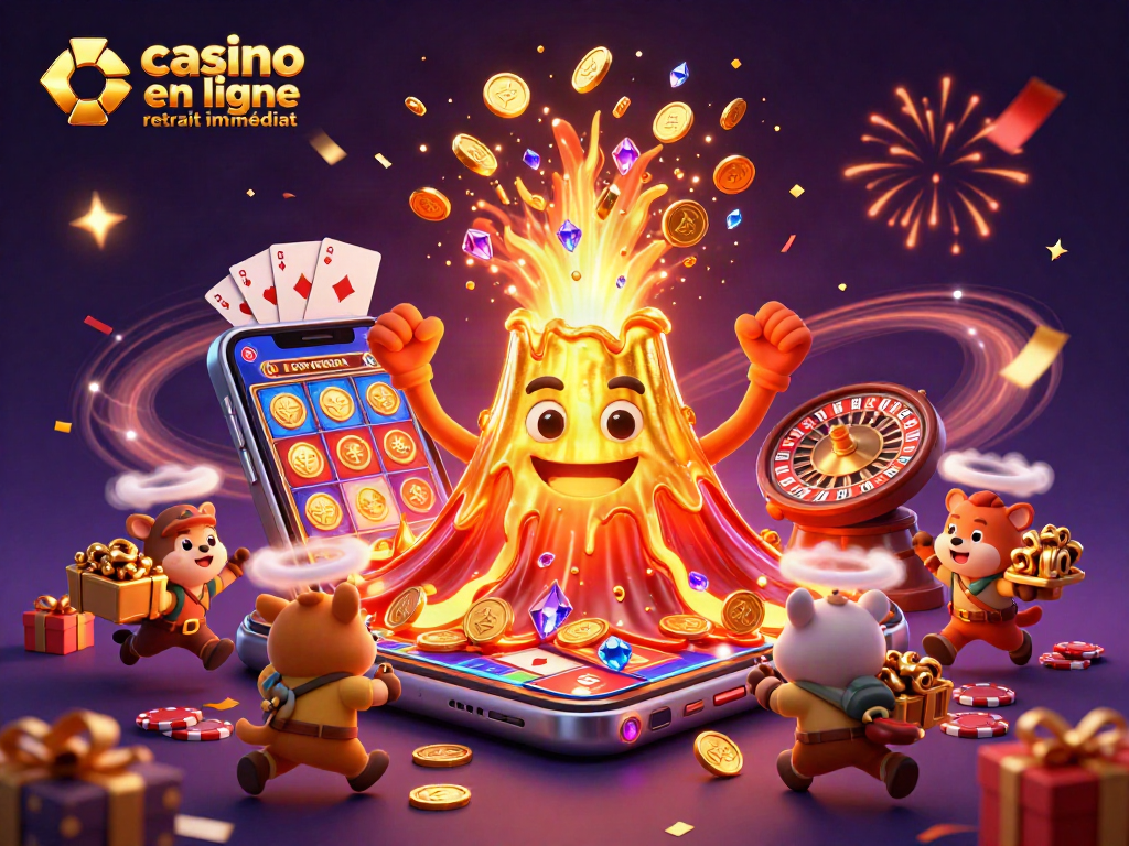 Retirez vos gains rapidement avec casino en ligne retrait immédiat dans une illustration colorée et ludique.