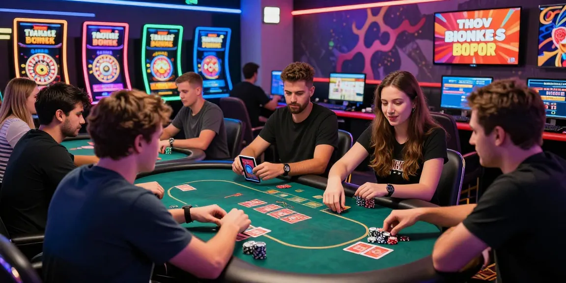 Joueurs profitant de jeux passionnants sur un casino en ligne sans wager, dans une ambiance dynamique et colorée.