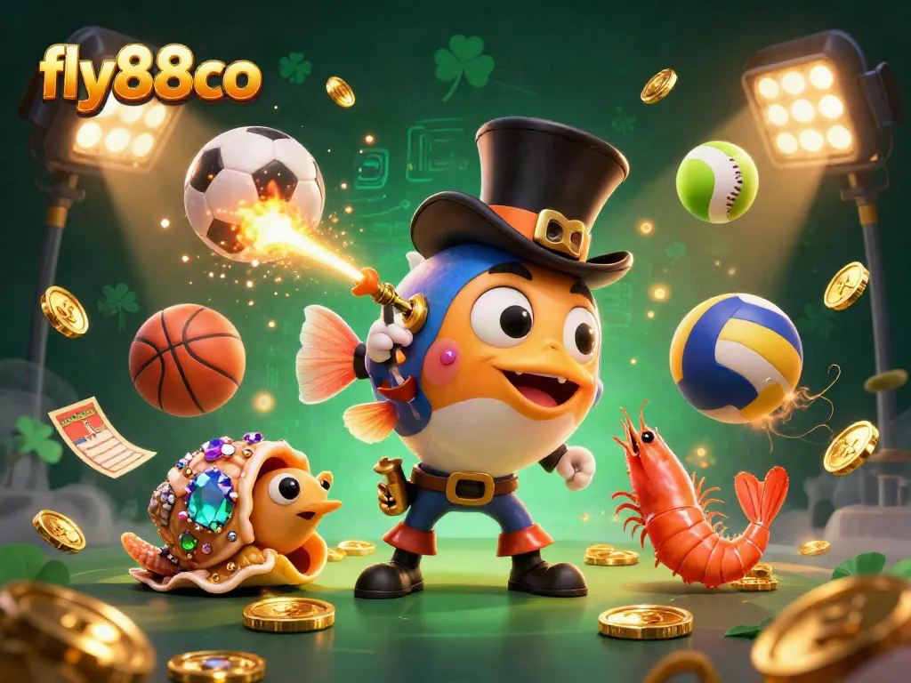 Experience thrilling gaming at fly88co with a vibrant scene of fun characters and dynamic sports elements.