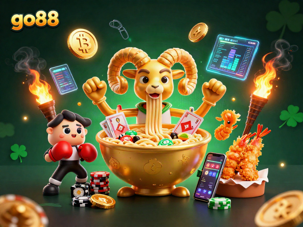 Engage with go88's vibrant 3D casino illustration showcasing dynamic gaming action for gamblers.