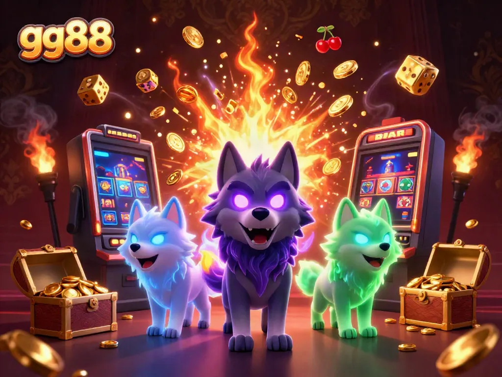 Engage in thrilling jackpots at GG88 with a dynamic 3D casino illustration showcasing excitement and adventure.